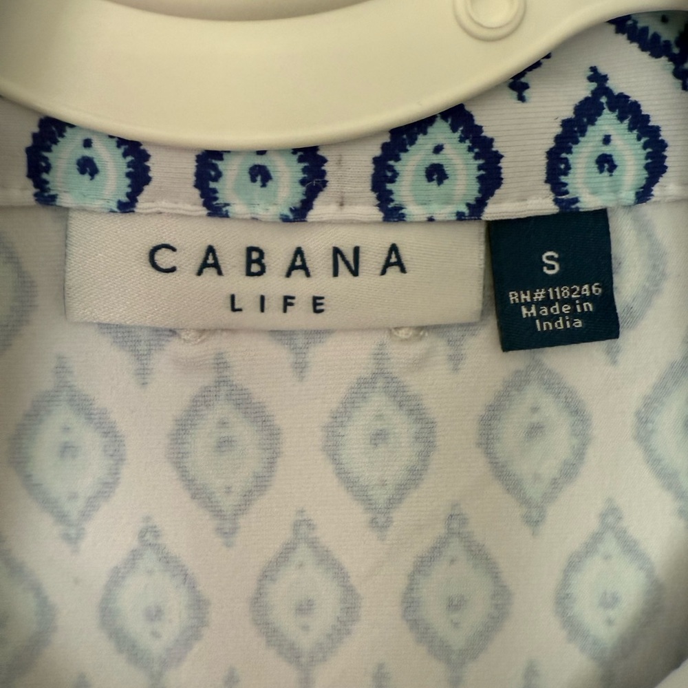 Cabana Life Blue and Green Patterned Long Sleeve Top - Picture 3 of 8